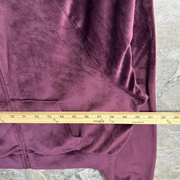 Victoria's Secret Velour Full Zip Hoodie  Purple Logo Cropped Size S #velvet - Picture 7 of 8